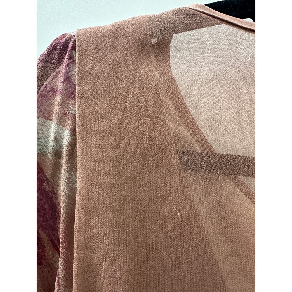 Tibi New York Silk Dress Size 8 Abstract Art Sheer Sleeve Lined Boho Blouson - Picture 16 of 16